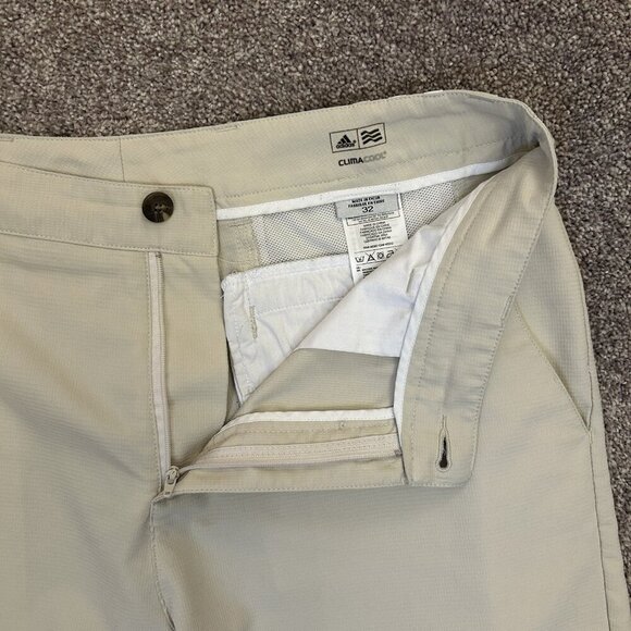 adidas Men's Chino Shorts 11" Inseam Ivory Climacool Pockets Belt Loops Size 32 - Picture 5 of 16